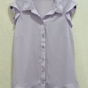 NY & Company Sleeveless Button Front Flouncy Top